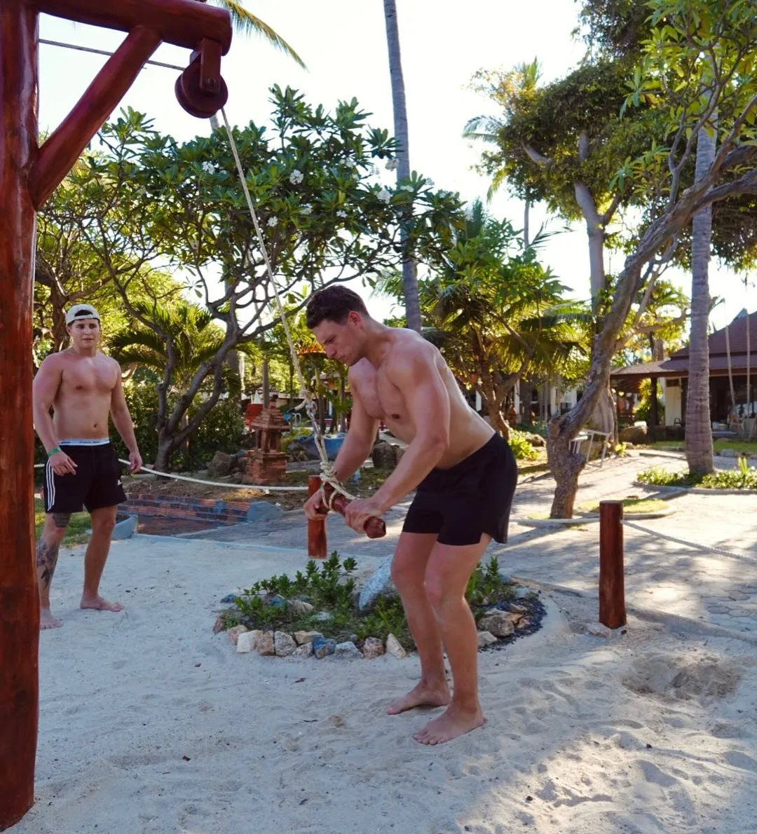Your gym bro + beachfront weights = perfect workout 🏝️💪🏽#WildWoodBeachFitness #BeachfrontGym (1)